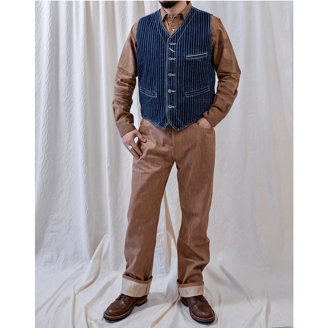1940'S WESTERN ANTIQUE LOOM SELVEDGE BRENNER VEST (DR0017) - Nttitudoo MFG