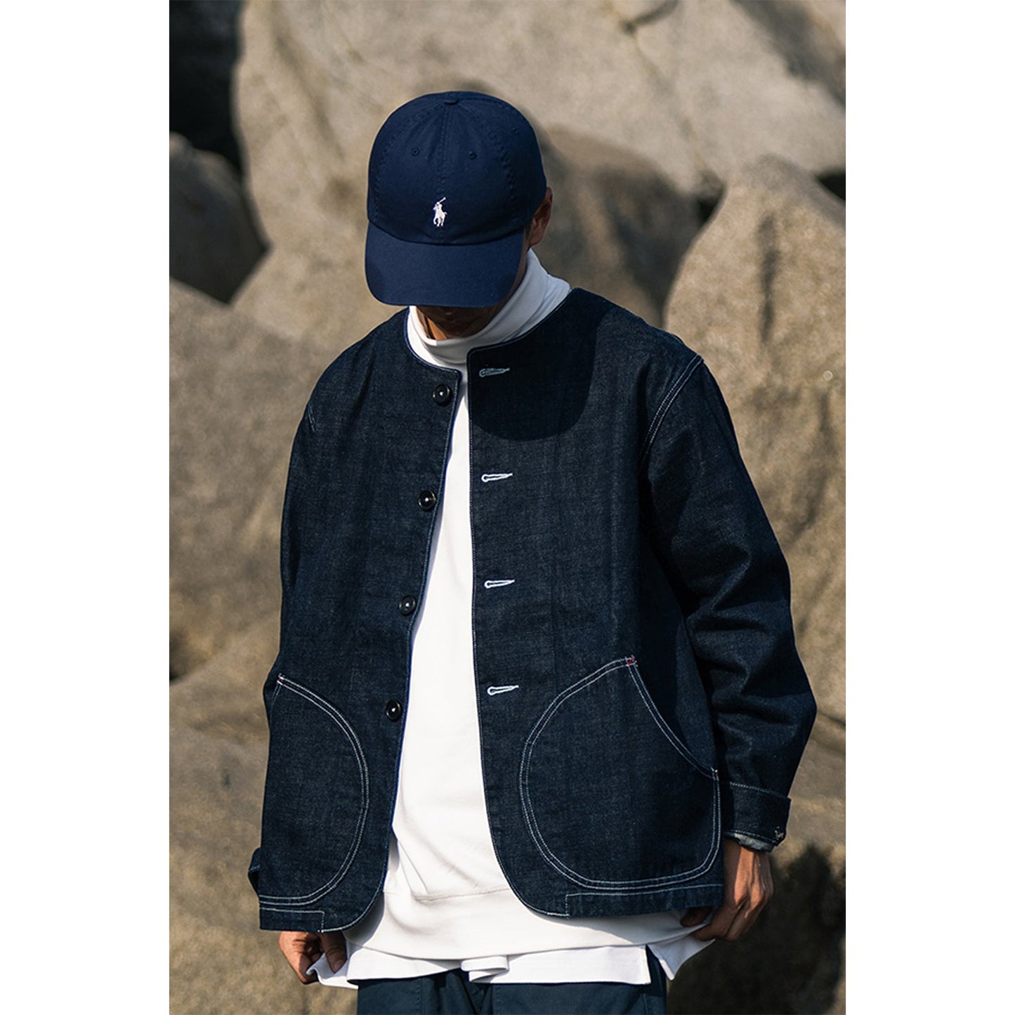 1950’S FRENCH SC - 3 RAILWAY RANGER COLLARLESS JACKET (DR0083) - Nttitudoo MFG