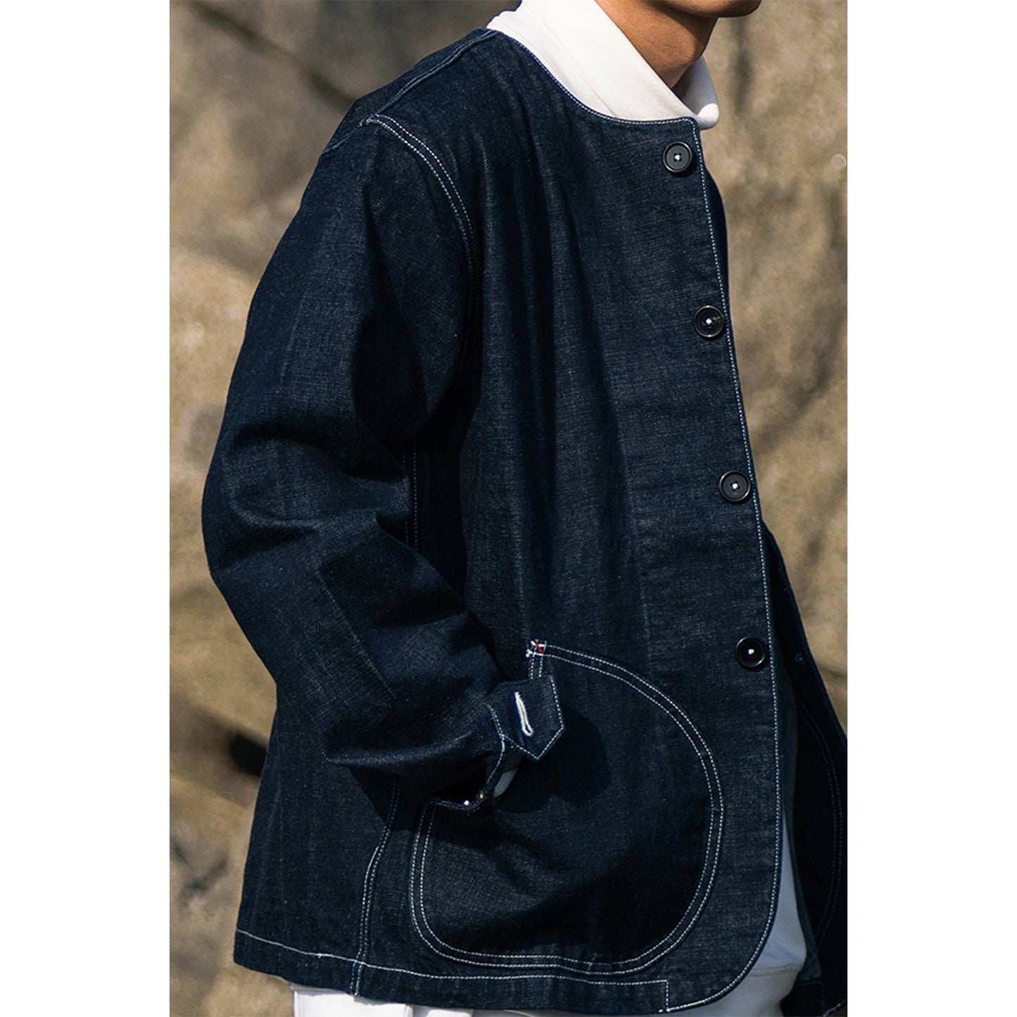 1950’S FRENCH SC - 3 RAILWAY RANGER COLLARLESS JACKET (DR0083) - Nttitudoo MFG
