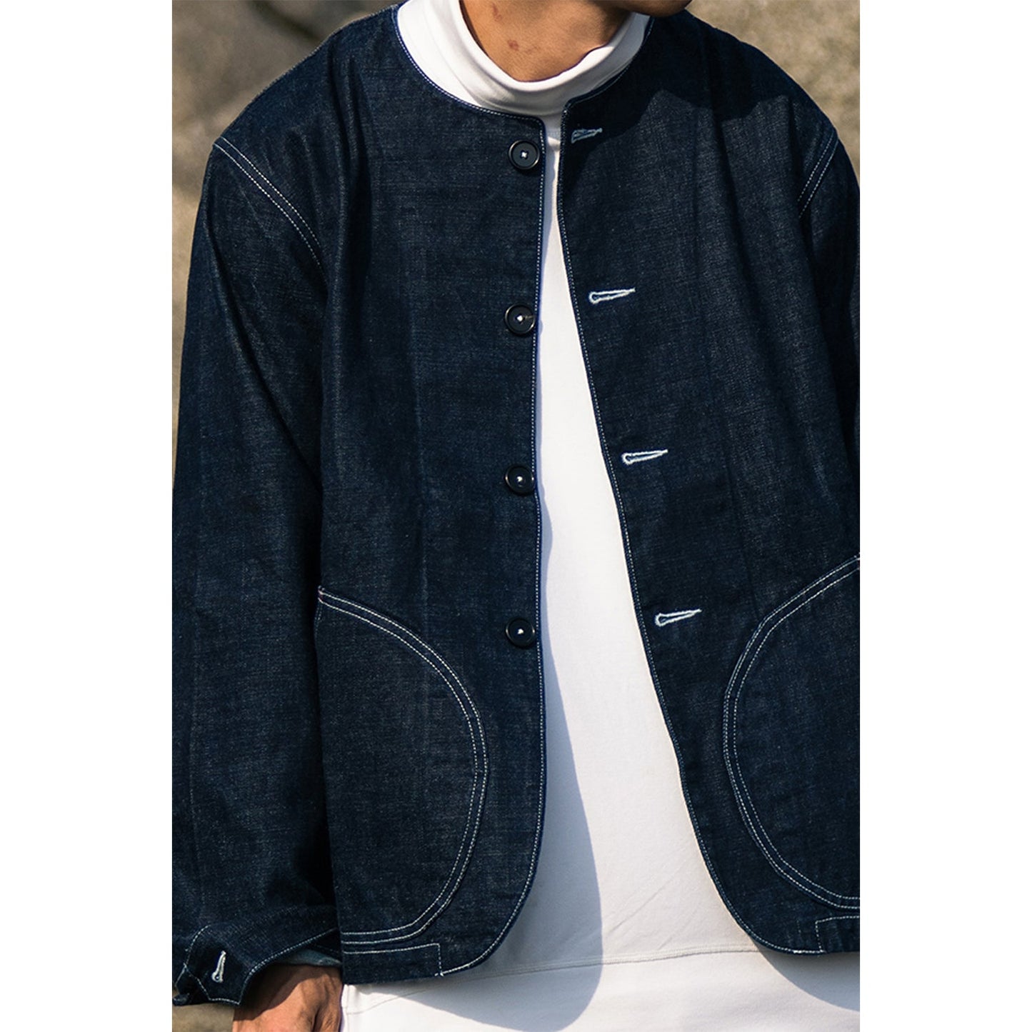 1950’S FRENCH SC - 3 RAILWAY RANGER COLLARLESS JACKET (DR0083) - Nttitudoo MFG