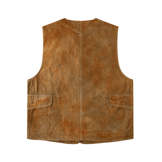 【Anniversary Appreciation Special Discount Edition】1930‘S HANDMADE「NIOSHOKU - DYEING」OLD GUN HALFMOON VEST (DR0138) - Nttitudoo MFG