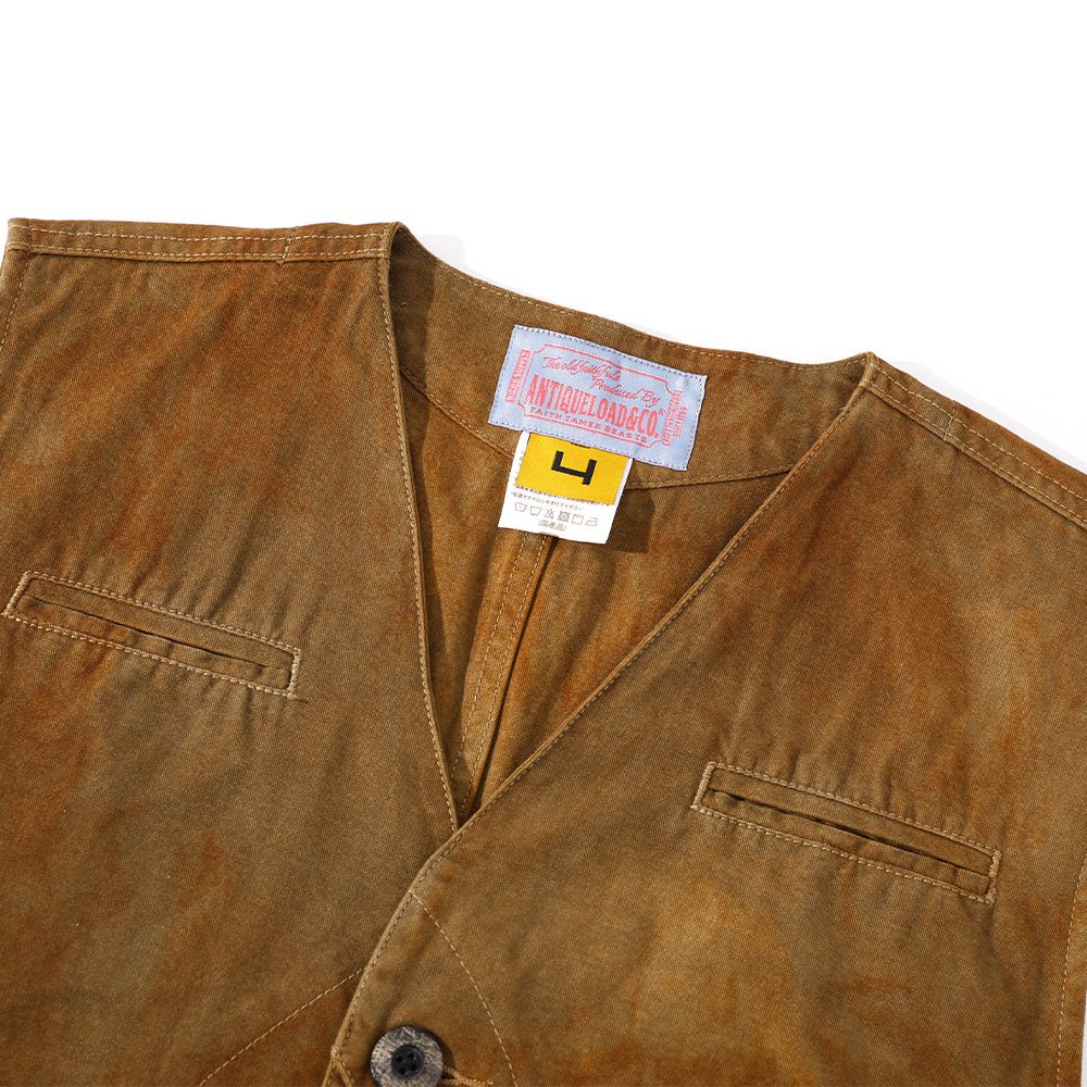 【Anniversary Appreciation Special Discount Edition】HANDMADE「NIOSHOKU - DYEING」OLD GUN HALFMOON VEST (DR0138) - Nttitudoo MFG