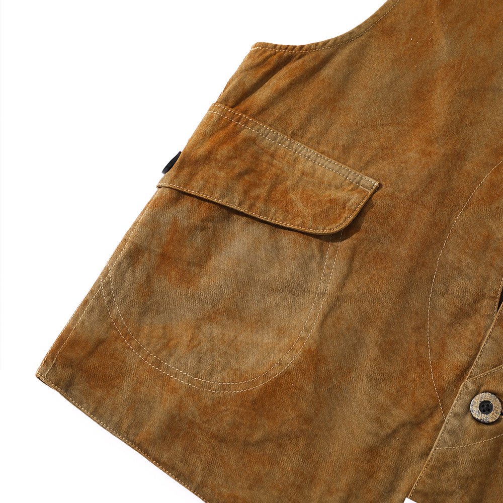 【Anniversary Appreciation Special Discount Edition】HANDMADE「NIOSHOKU - DYEING」OLD GUN HALFMOON VEST (DR0138) - Nttitudoo MFG