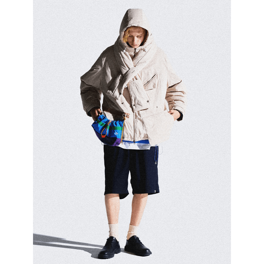 DETACHABLE SCARF COLOR BLOCK ERUFU COAT (EL0003) - Nttitudoo MFG