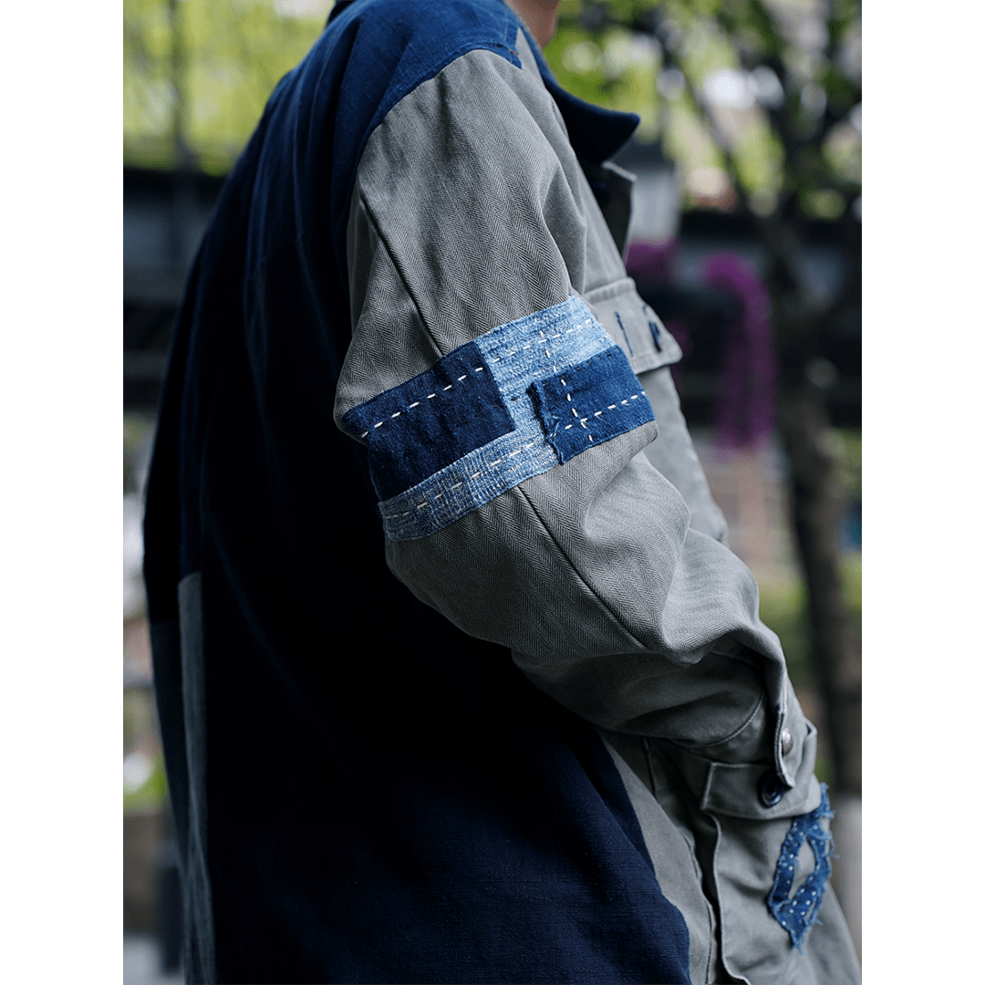 HANDMADE SASHIKO DECO FRENCH COMBO JACKET (MM0010) - Nttitudoo MFG
