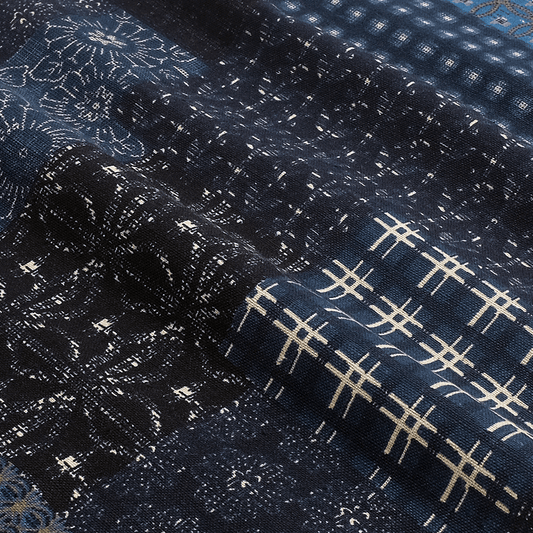 INDIGO - DYED BORO PRINT SCARF (BB0004) - Nttitudoo MFG