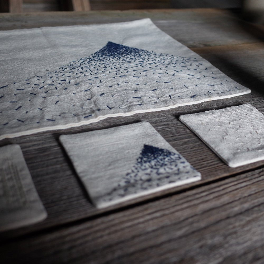 JAPANESE HANDMADE SASHIKO PLACEMAT & COASTERS SET (DR0088) - Nttitudoo MFG