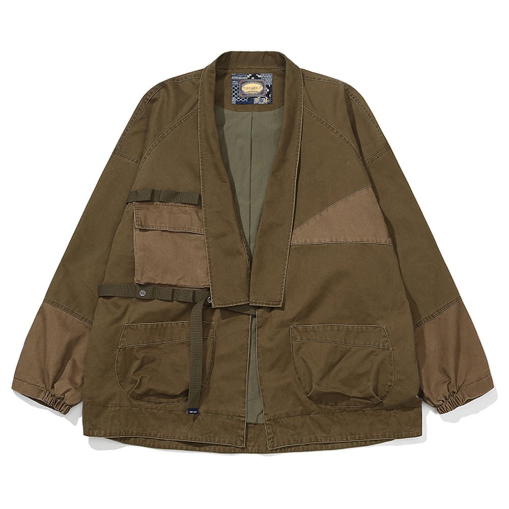 Army Green outlet Patchwork Corduroy Kimono