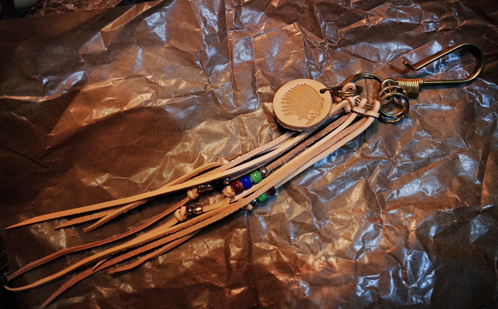 AMERICAN RETRO LEATHER TASSEL MOTORCYCLE KEYCHAIN PENDANT (OS0007