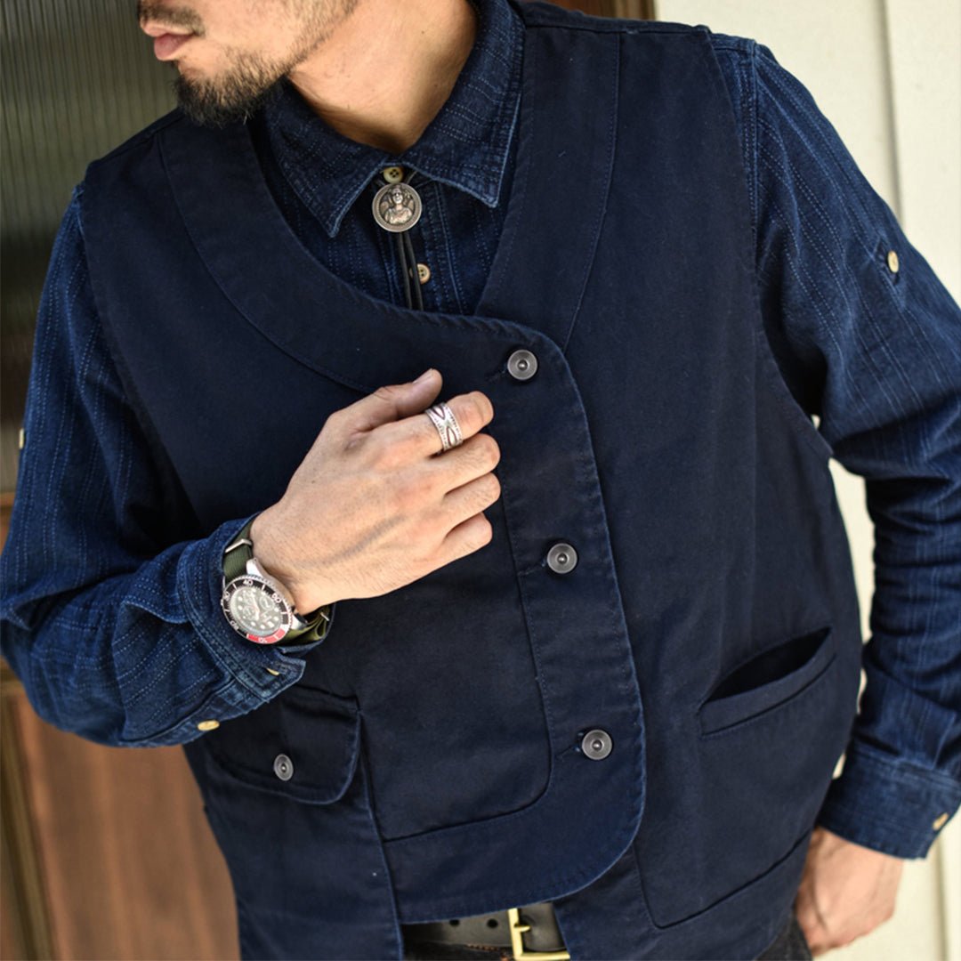 1940'S FRENCH BLACKSMITH CANVAS VEST (DR0078) - Nttitudoo MFG