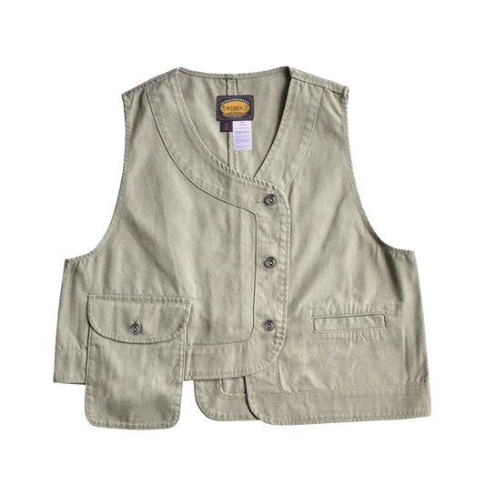 1940'S FRENCH BLACKSMITH CANVAS VEST (DR0078) - Nttitudoo MFG