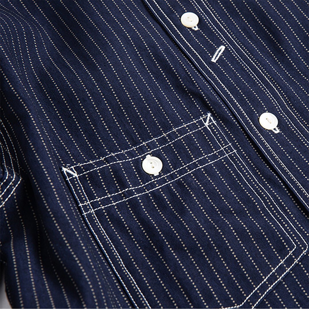 1940'S FRENCH feo - 109 WABASH STRIPE SHIRT (DR0077) - Nttitudoo MFG