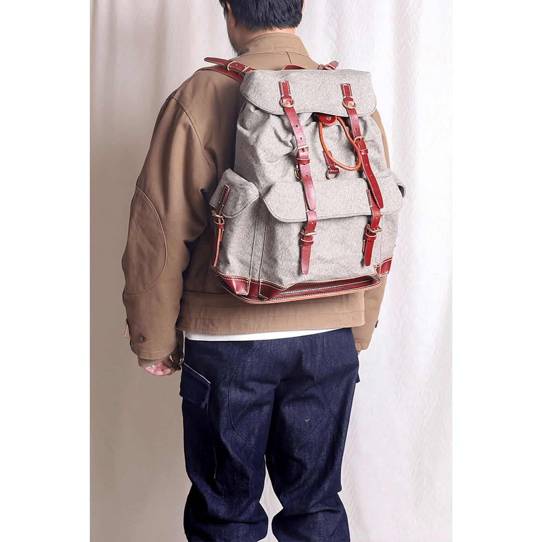 1940'S SWISS SALT & PEPPER RUCKSACK (DR0045) - Nttitudoo MFG