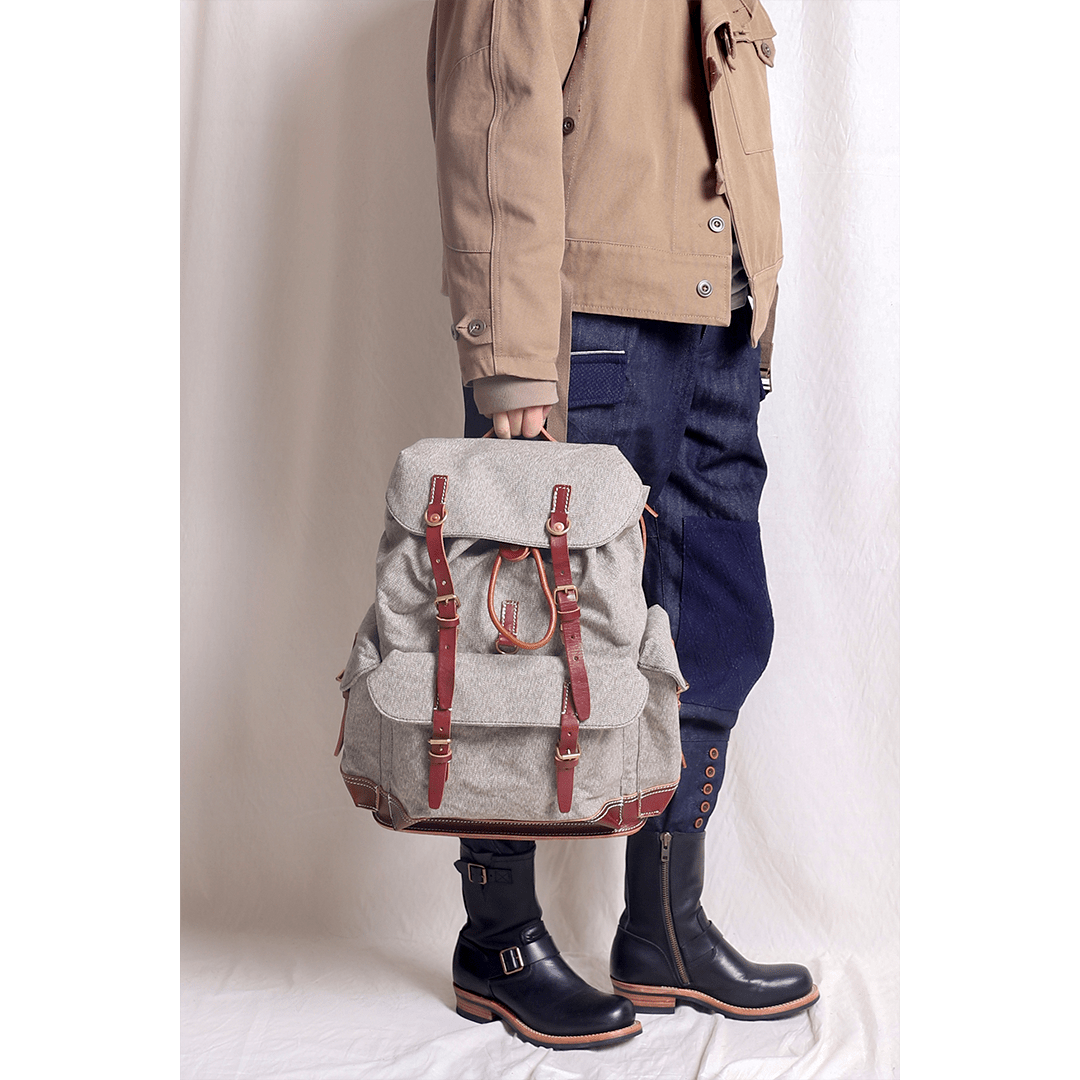 1940'S SWISS SALT & PEPPER RUCKSACK (DR0045) - Nttitudoo MFG