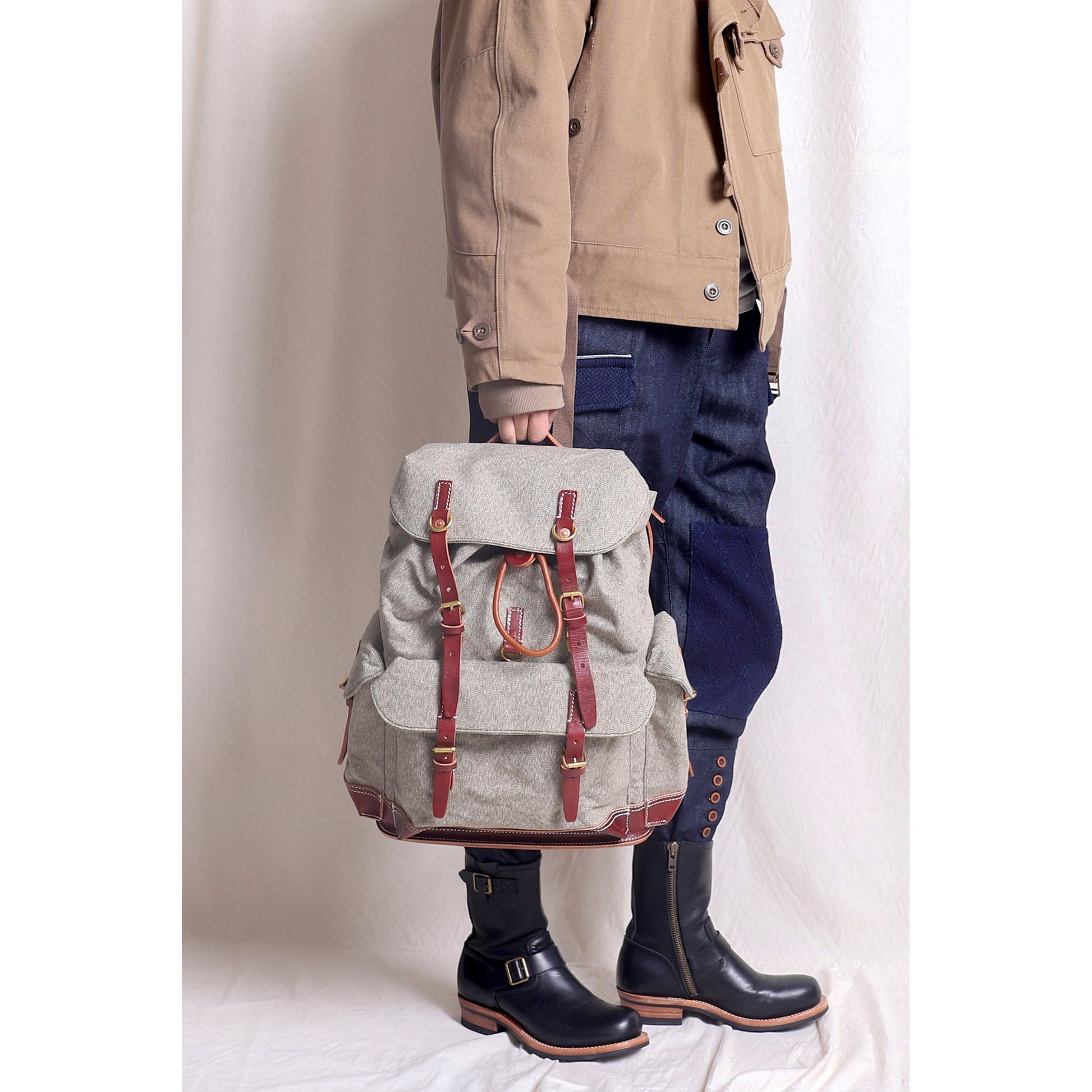 1940'S SWISS SALT & PEPPER RUCKSACK (DR0045) - Nttitudoo MFG