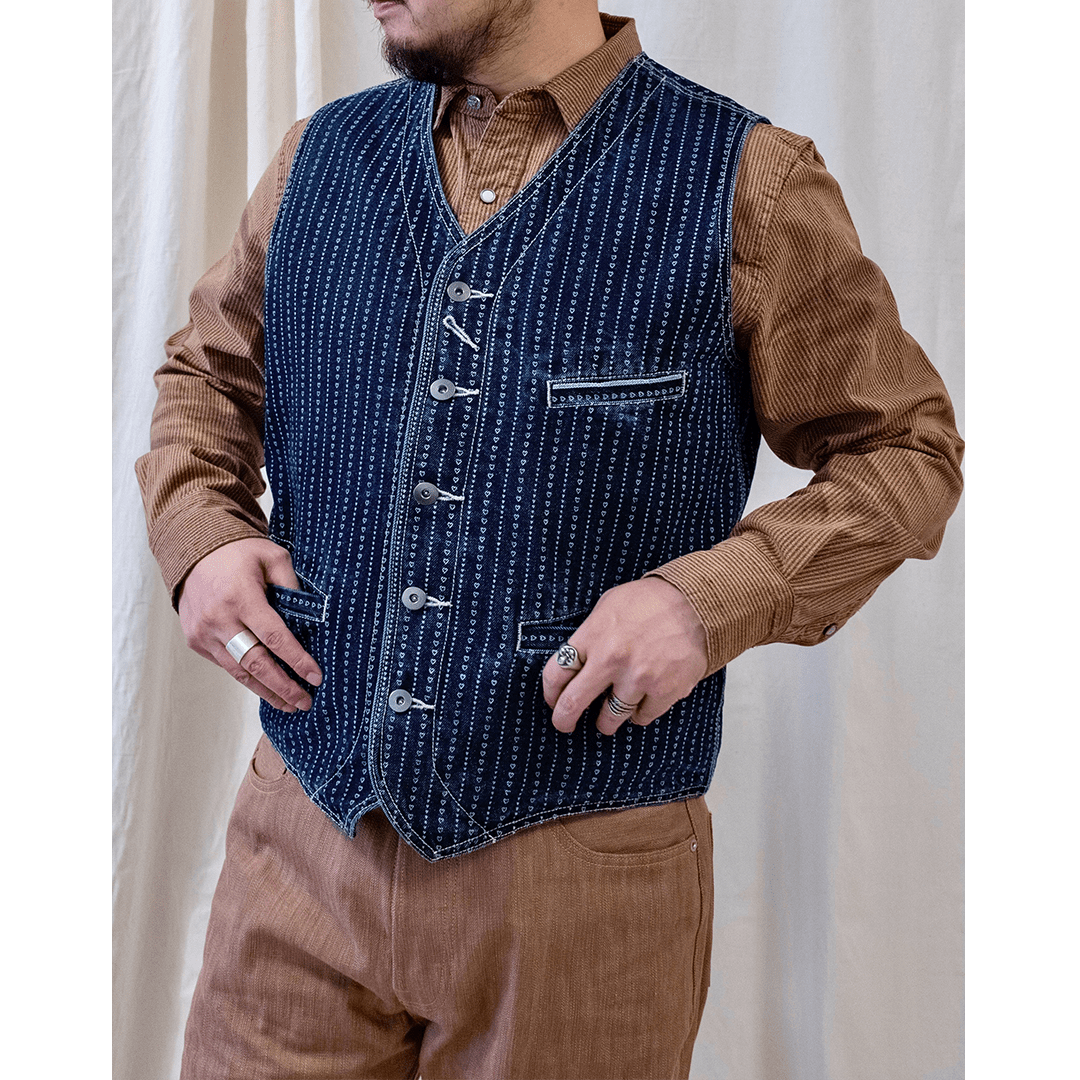 1940'S WESTERN ANTIQUE LOOM SELVEDGE BRENNER VEST (DR0017) - Nttitudoo MFG