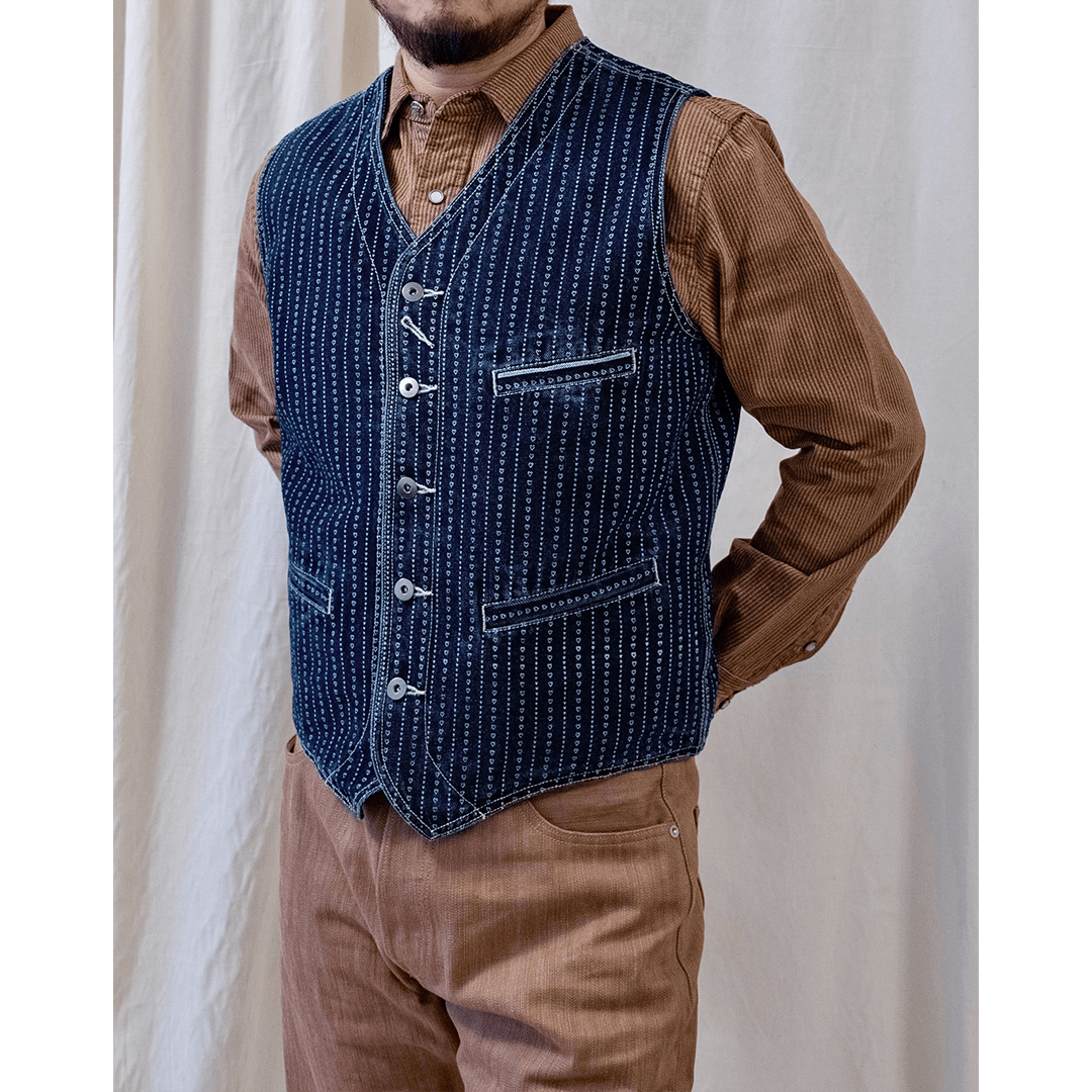 1940'S WESTERN ANTIQUE LOOM SELVEDGE BRENNER VEST (DR0017) - Nttitudoo MFG