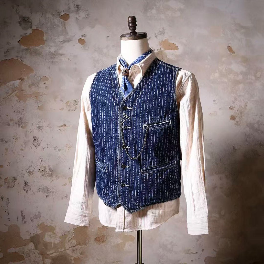 1940'S WESTERN ANTIQUE LOOM SELVEDGE BRENNER VEST (DR0017) - Nttitudoo MFG