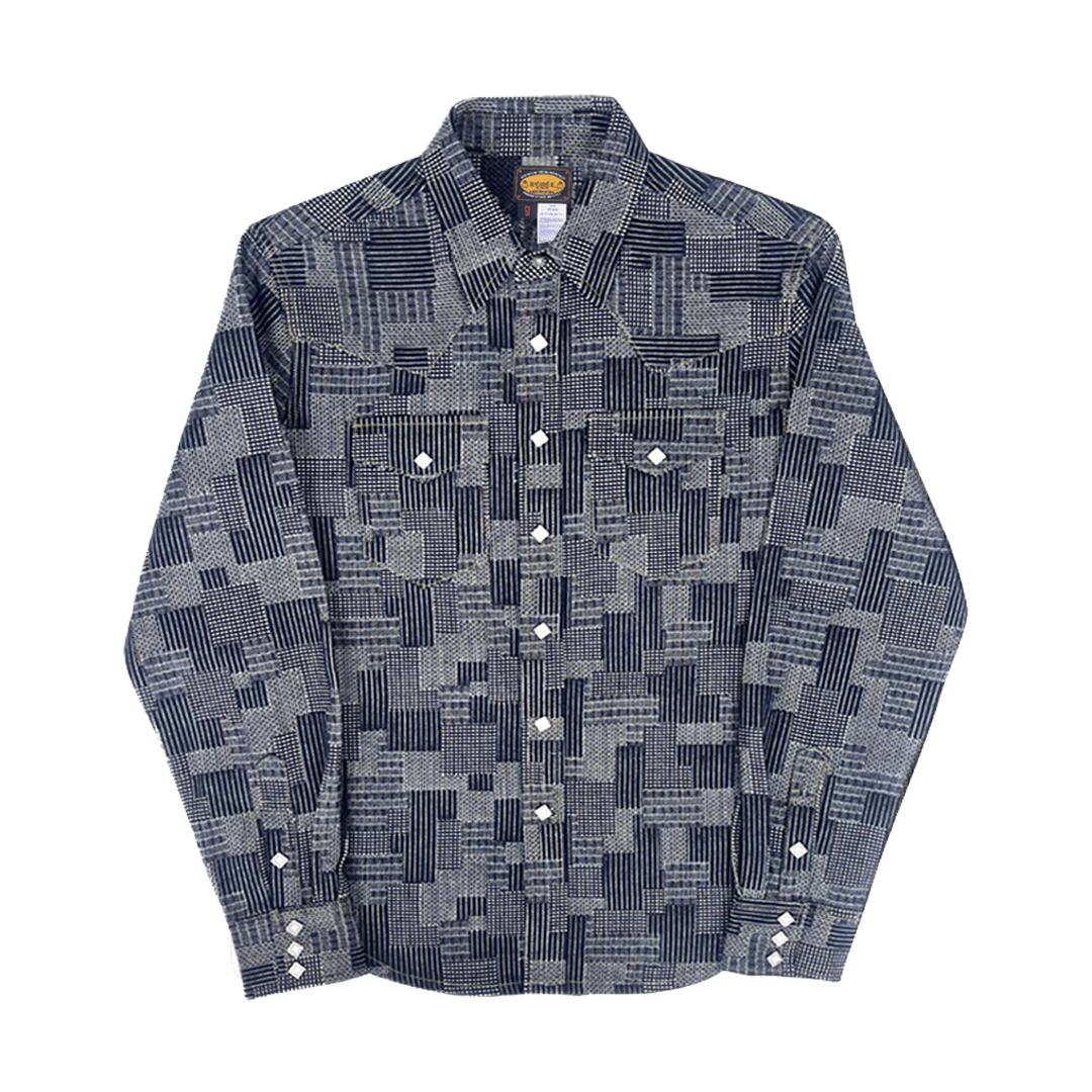 1950'S ANTIQUE - LOOM - WOVEN SELVEDGE INDIGO BORO RHINO SHIRT (DR0012) - Nttitudoo MFG