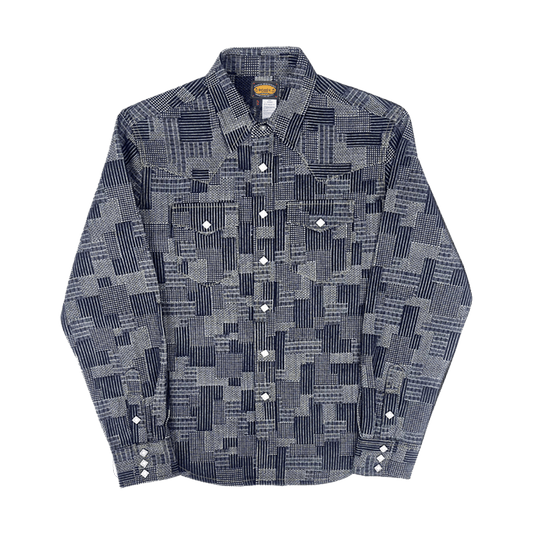 1950'S ANTIQUE - LOOM - WOVEN SELVEDGE INDIGO BORO RHINO SHIRT (DR0012) - Nttitudoo MFG