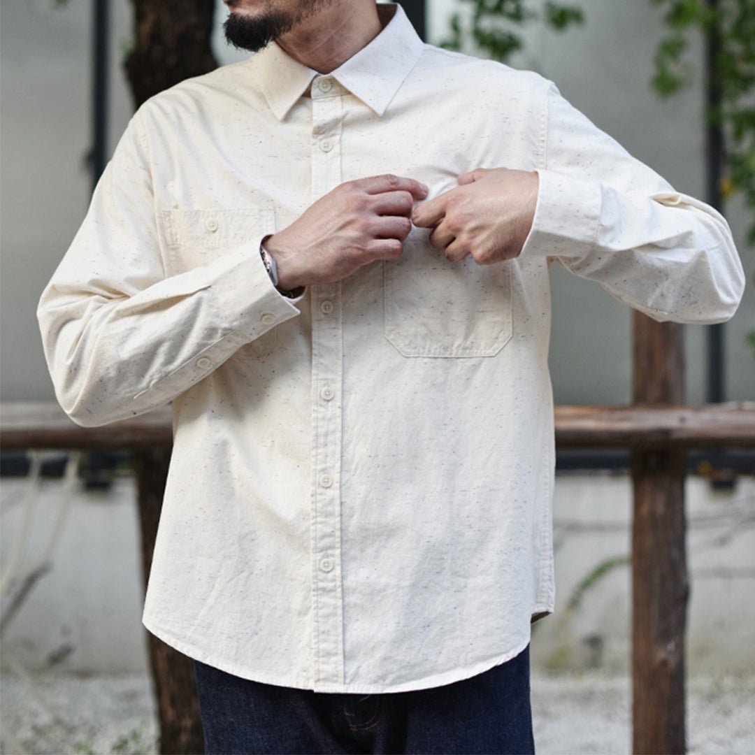 1960’S FRENCH MULTI - COLOR - SPECKLED COTTON BAPTISTE SHIRT (DR0014) - Nttitudoo MFG