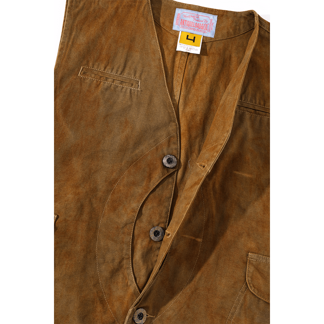 【Anniversary Appreciation Special Discount Edition】1930‘S HANDMADE「NIOSHOKU - DYEING」OLD GUN HALFMOON VEST (DR0138) - Nttitudoo MFG