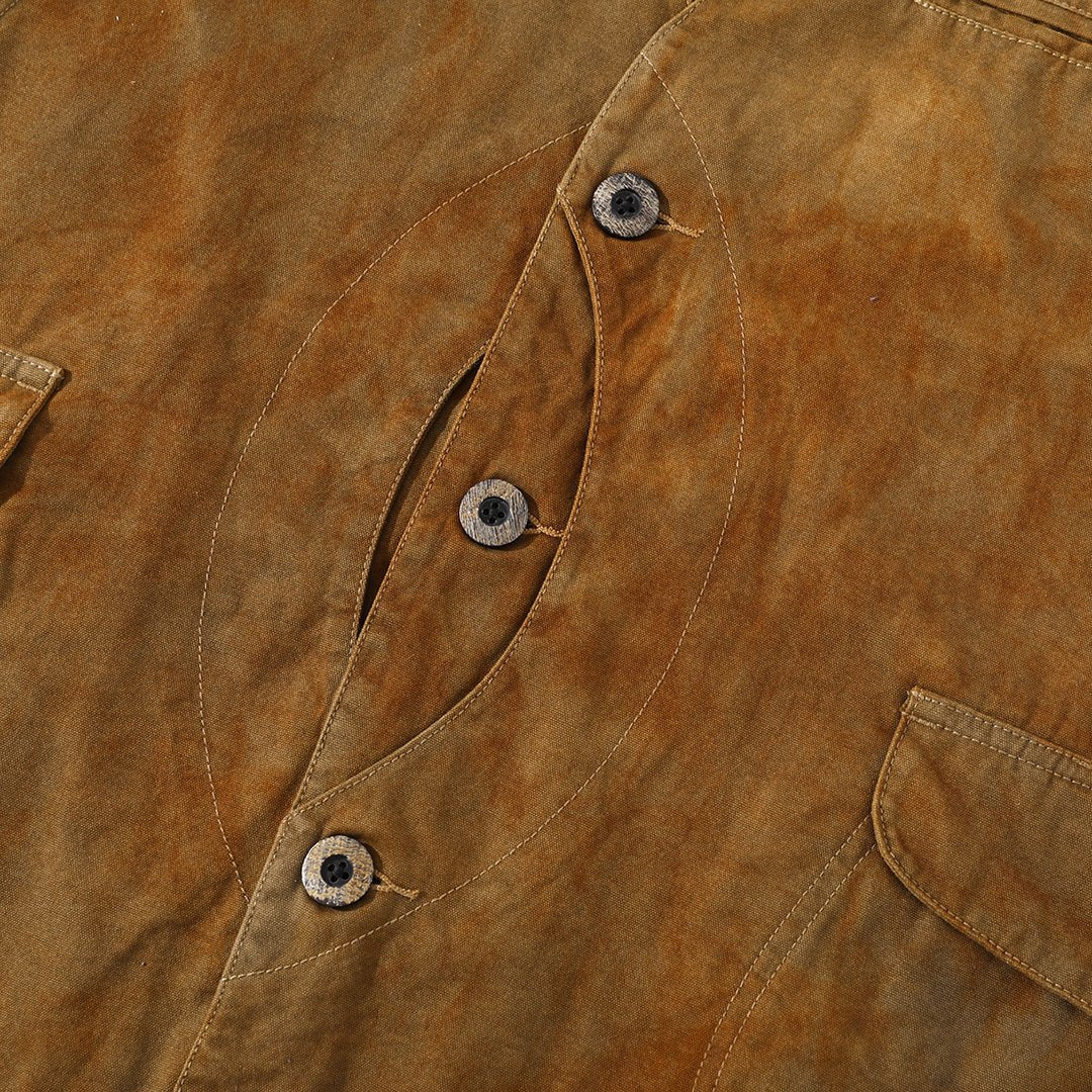 【Anniversary Appreciation Special Discount Edition】1930‘S HANDMADE「NIOSHOKU - DYEING」OLD GUN HALFMOON VEST (DR0138) - Nttitudoo MFG
