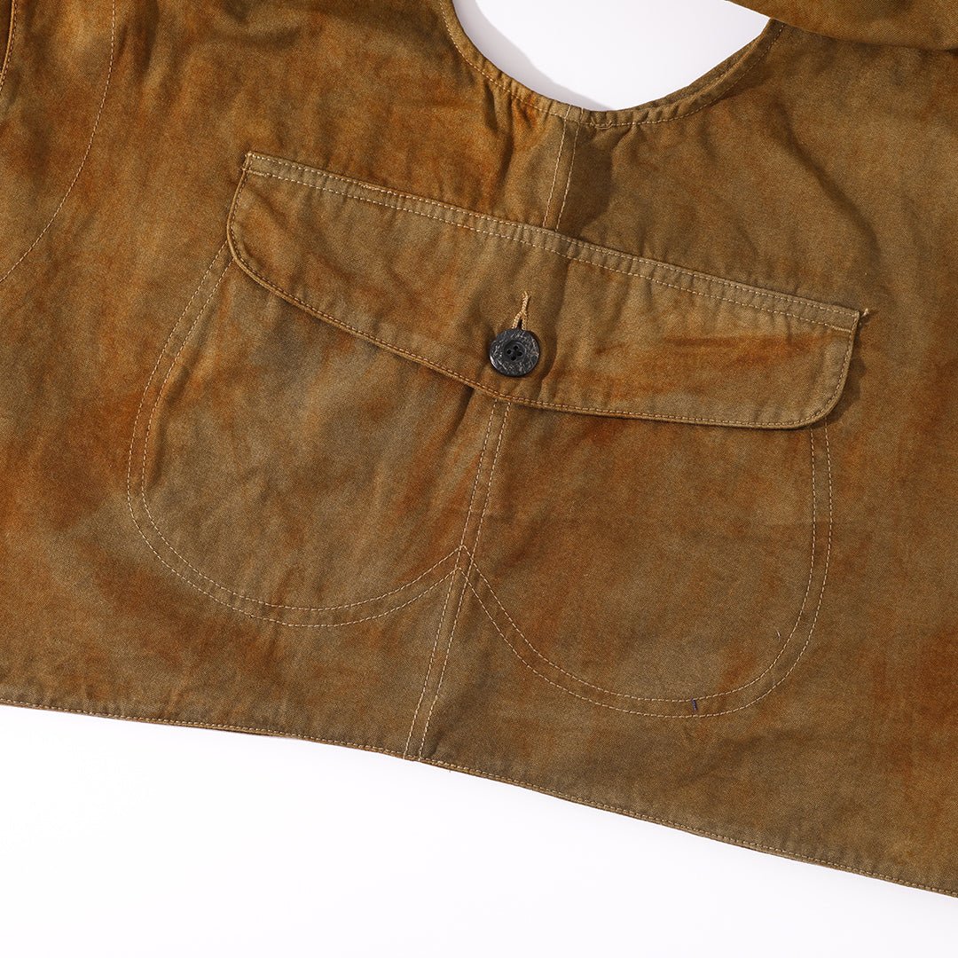 【Anniversary Appreciation Special Discount Edition】1930‘S HANDMADE「NIOSHOKU - DYEING」OLD GUN HALFMOON VEST (DR0138) - Nttitudoo MFG