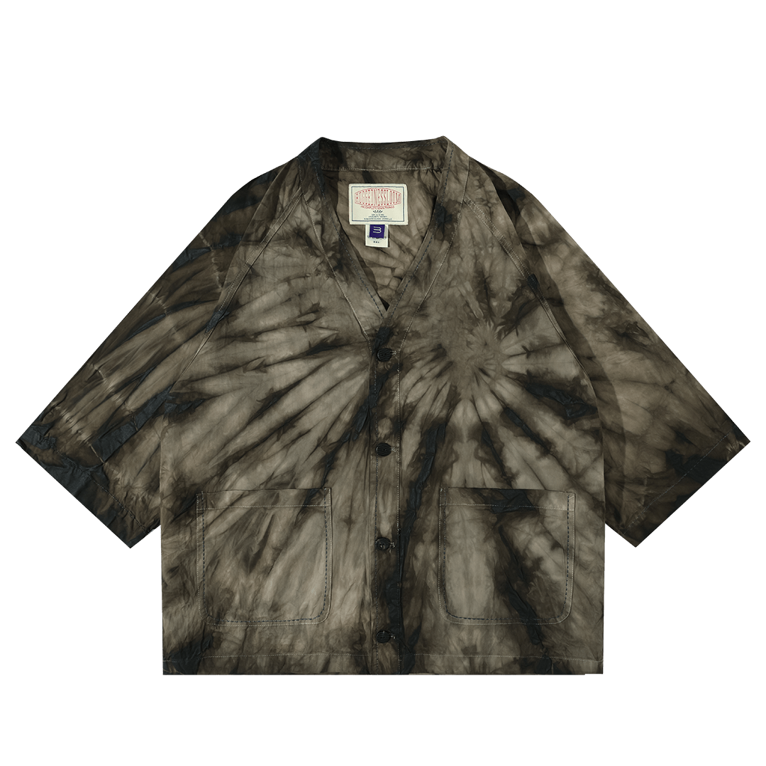 【Anniversary Appreciation Special Discount Edition】HANDMADE SHIBORI - DYEING「ZEN COMBO」HAPPI SHIRT (DR0136) - Nttitudoo MFG