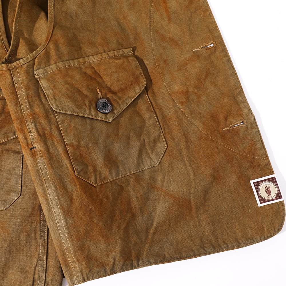 【Anniversary Appreciation Special Discount Edition】HANDMADE「NIOSHOKU - DYEING」OLD GUN HALFMOON VEST (DR0138) - Nttitudoo MFG