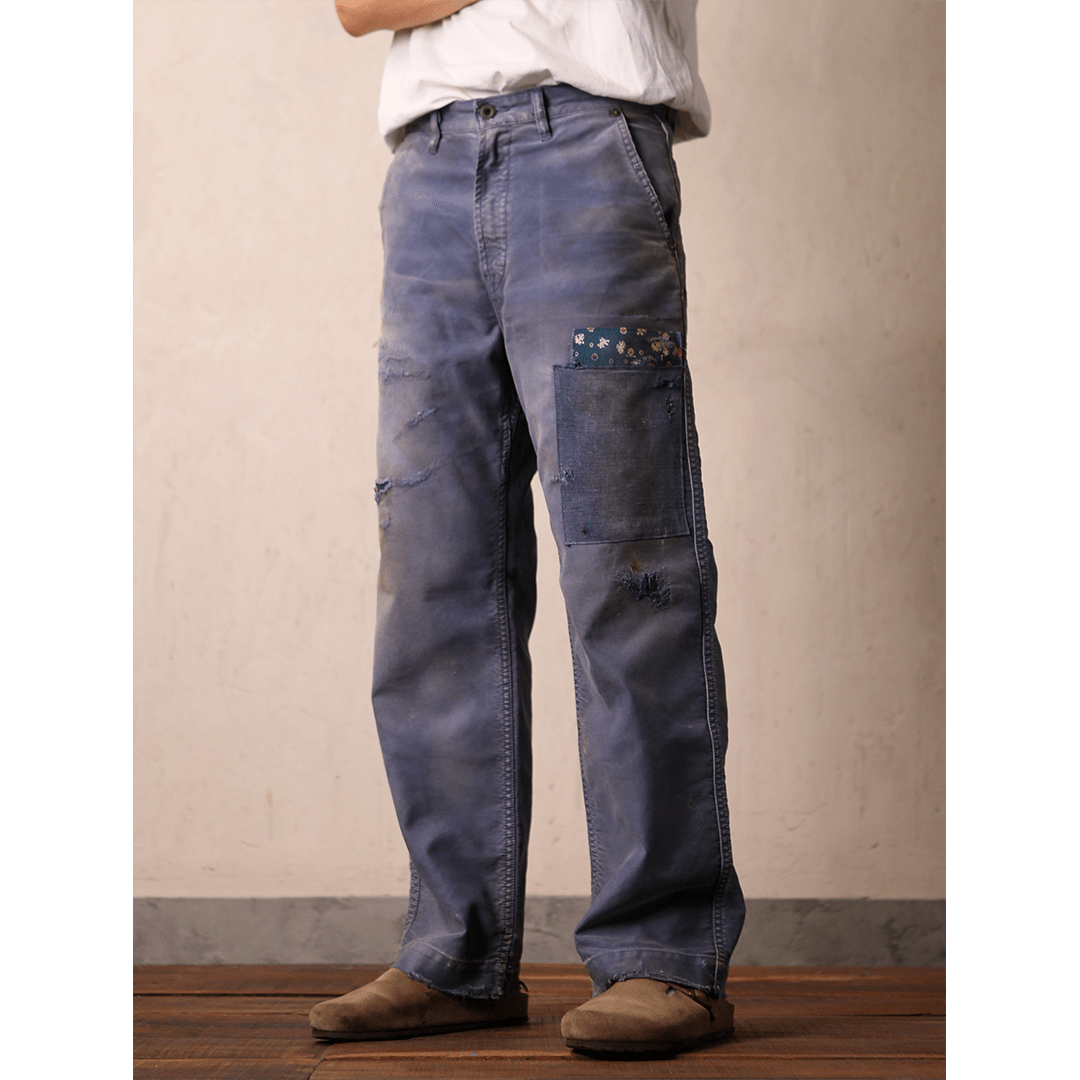 【Anniversary Sale】「BLEU DE TRAVAIL」 - ARTISANAL MENDING DÉDÉ PANTS (DR0181) - Nttitudoo MFG