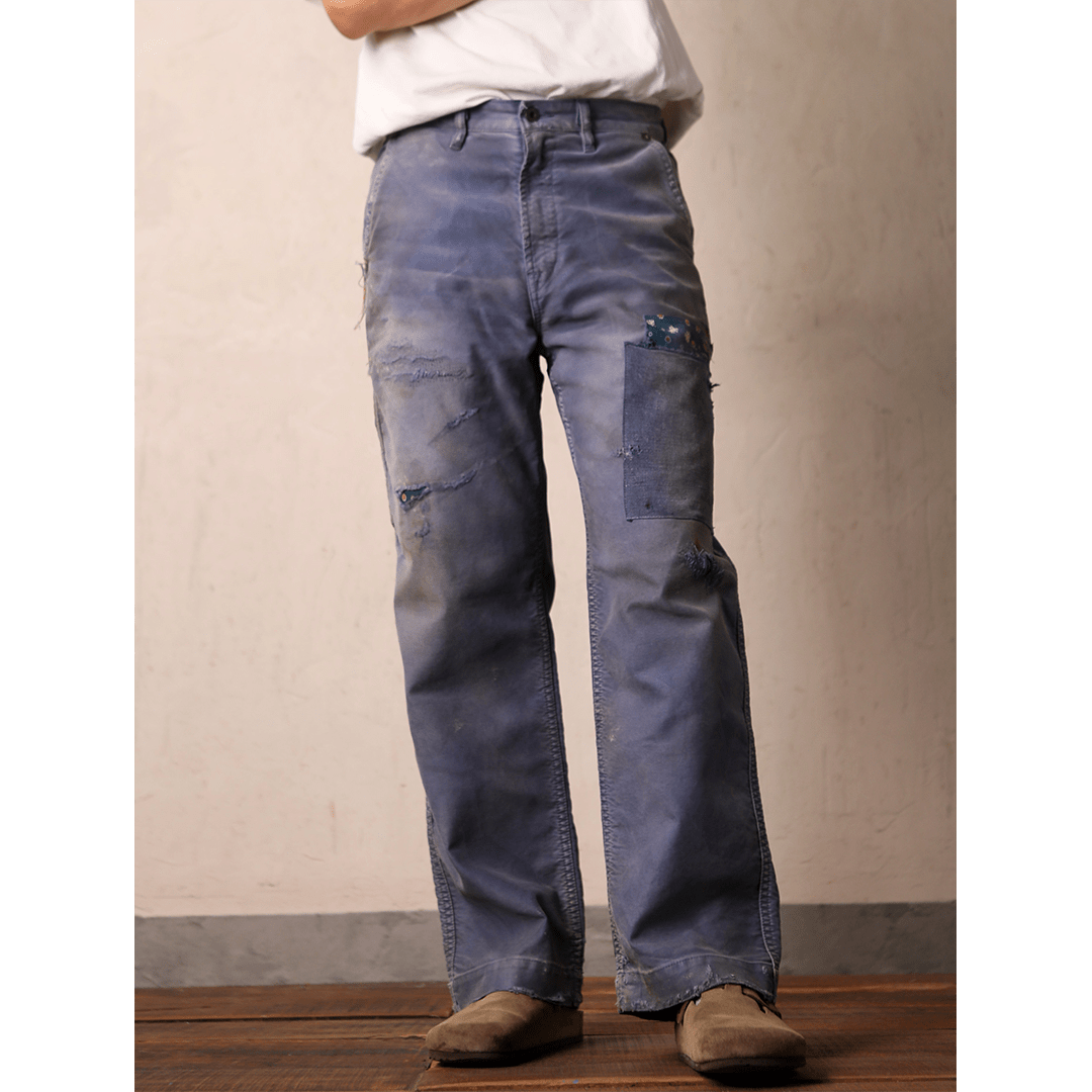 【Anniversary Sale】「BLEU DE TRAVAIL」 - ARTISANAL MENDING DÉDÉ PANTS (DR0181) - Nttitudoo MFG