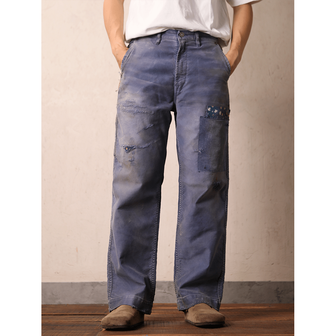 【Anniversary Sale】「BLEU DE TRAVAIL」 - ARTISANAL MENDING DÉDÉ PANTS (DR0181) - Nttitudoo MFG