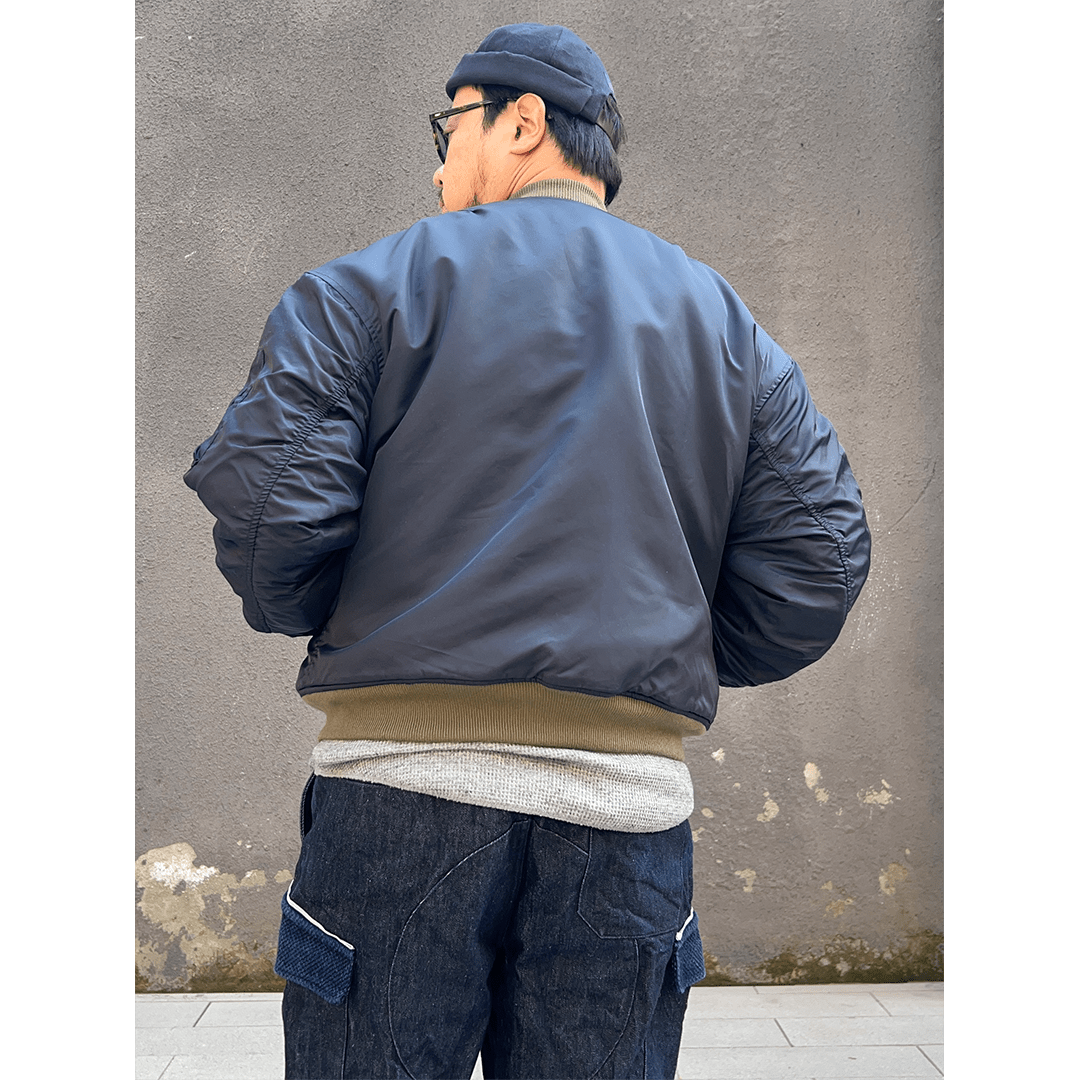 【Anniversary Sale】「OHMI INDIGO」 REVERSIBLE MA - 1 TOUR JACKET(DR0187) - Nttitudoo MFG