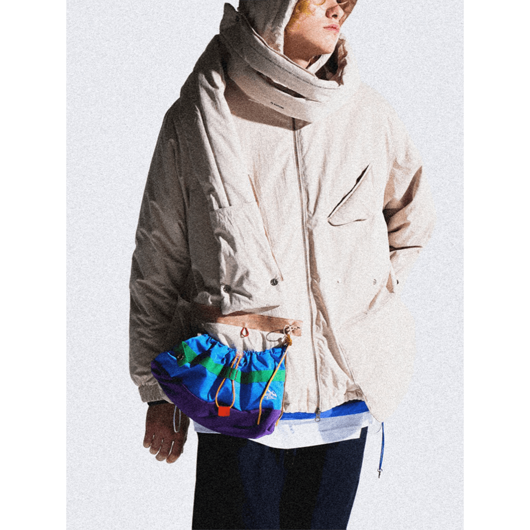 DETACHABLE SCARF COLOR BLOCK ERUFU COAT (EL0003) - Nttitudoo MFG