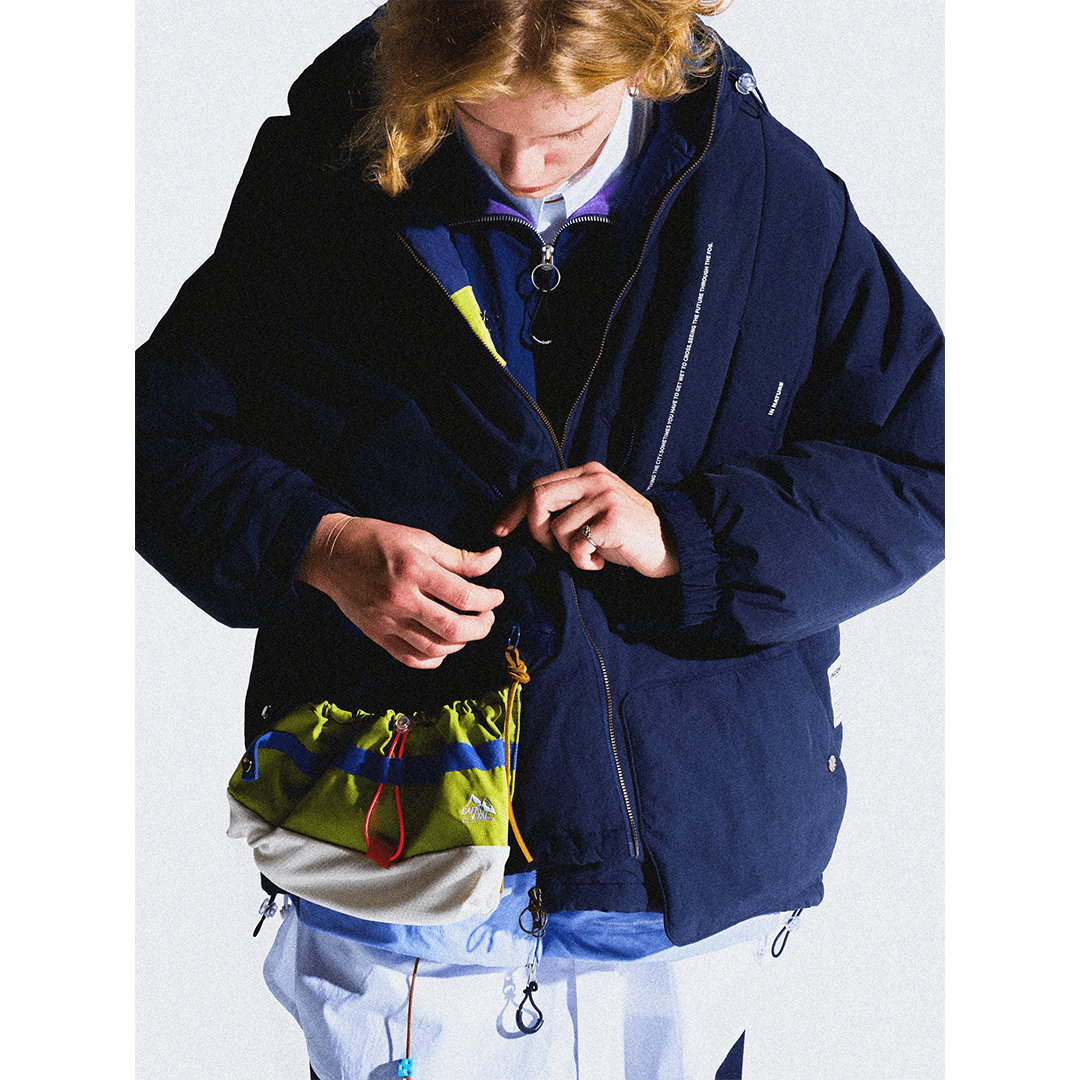 DETACHABLE SCARF COLOR BLOCK ERUFU COAT (EL0003) - Nttitudoo MFG