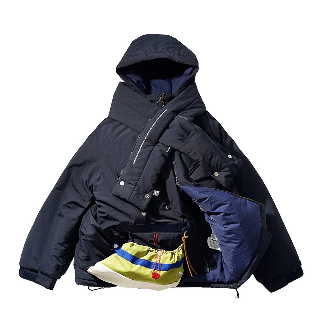 DETACHABLE SCARF COLOR BLOCK ERUFU COAT (EL0003) - Nttitudoo MFG