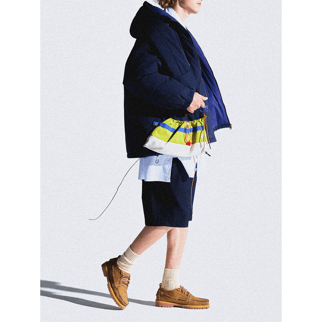 DETACHABLE SCARF COLOR BLOCK ERUFU COAT (EL0003) - Nttitudoo MFG