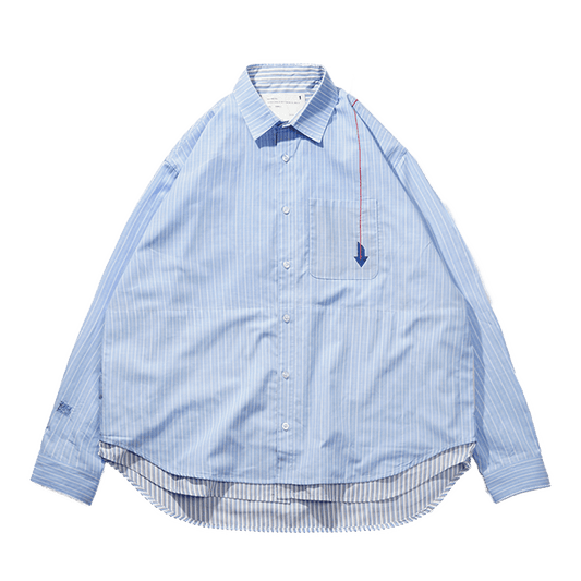 EMBROIDERIED FAUX - LAYERED FAGGOTING STRIPE PATCHWORK SHIRT (EL0005) - Nttitudoo MFG