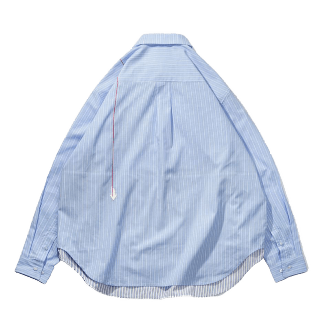 EMBROIDERIED FAUX - LAYERED FAGGOTING STRIPE PATCHWORK SHIRT (EL0005) - Nttitudoo MFG