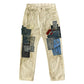 HANDMADE-DISTRESSED & PATCHWORK SELVEDGE COTTONSEED WORK PANTS (OM0023) - Nttitudoo MFG