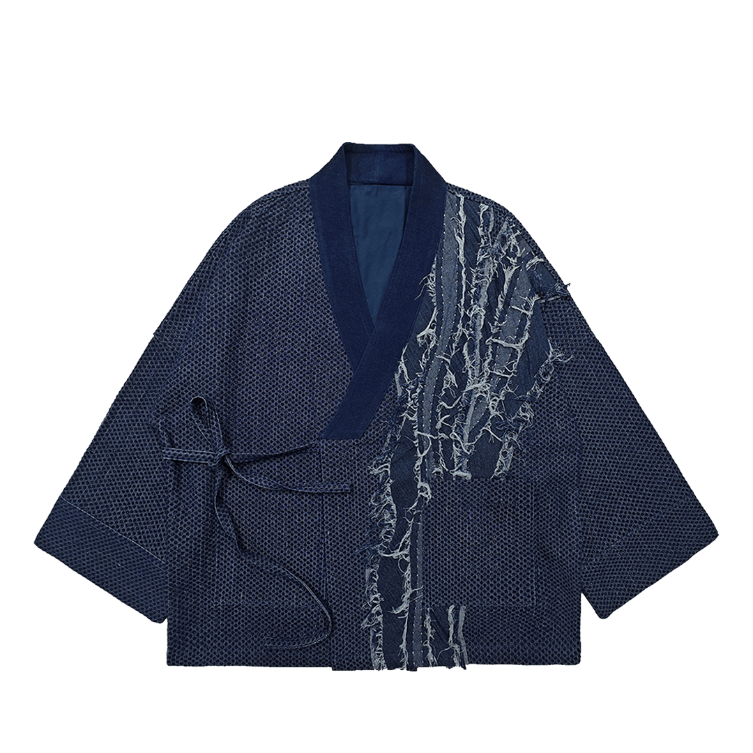 HANDMADE FRAYED RYURIN - PATCHWORK HAORI JACKET(DR0071) - Nttitudoo MFG