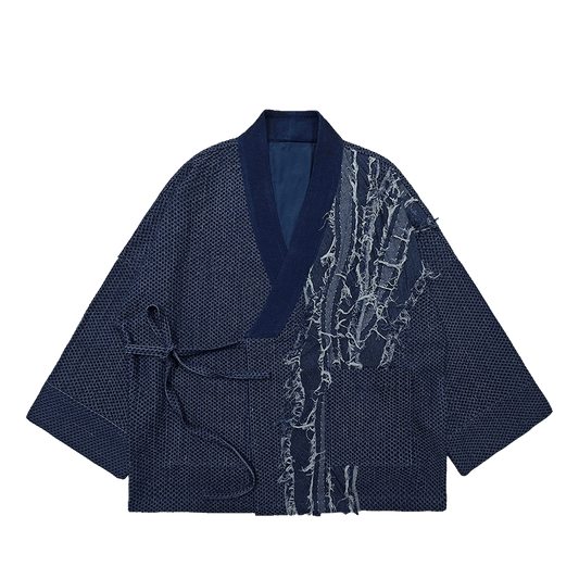 HANDMADE FRAYED RYURIN - PATCHWORK HAORI JACKET(DR0071) - Nttitudoo MFG