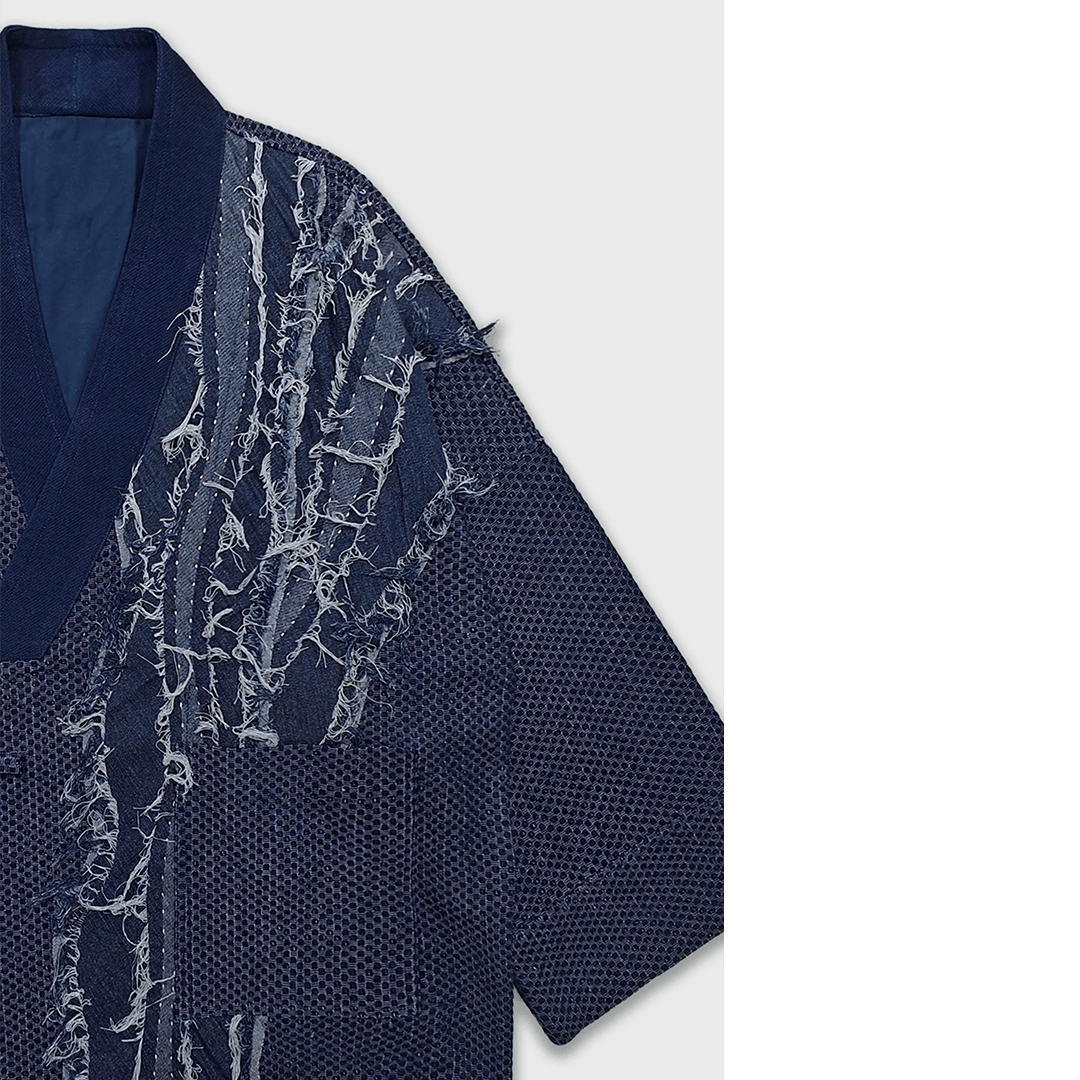 HANDMADE FRAYED RYURIN - PATCHWORK HAORI JACKET(DR0071) - Nttitudoo MFG