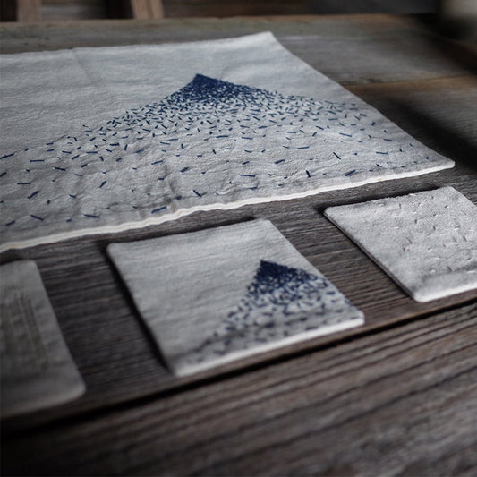 HANDMADE SASHIKO SADO PLACEMAT & COASTERS SET (DR0088) - Nttitudoo MFG