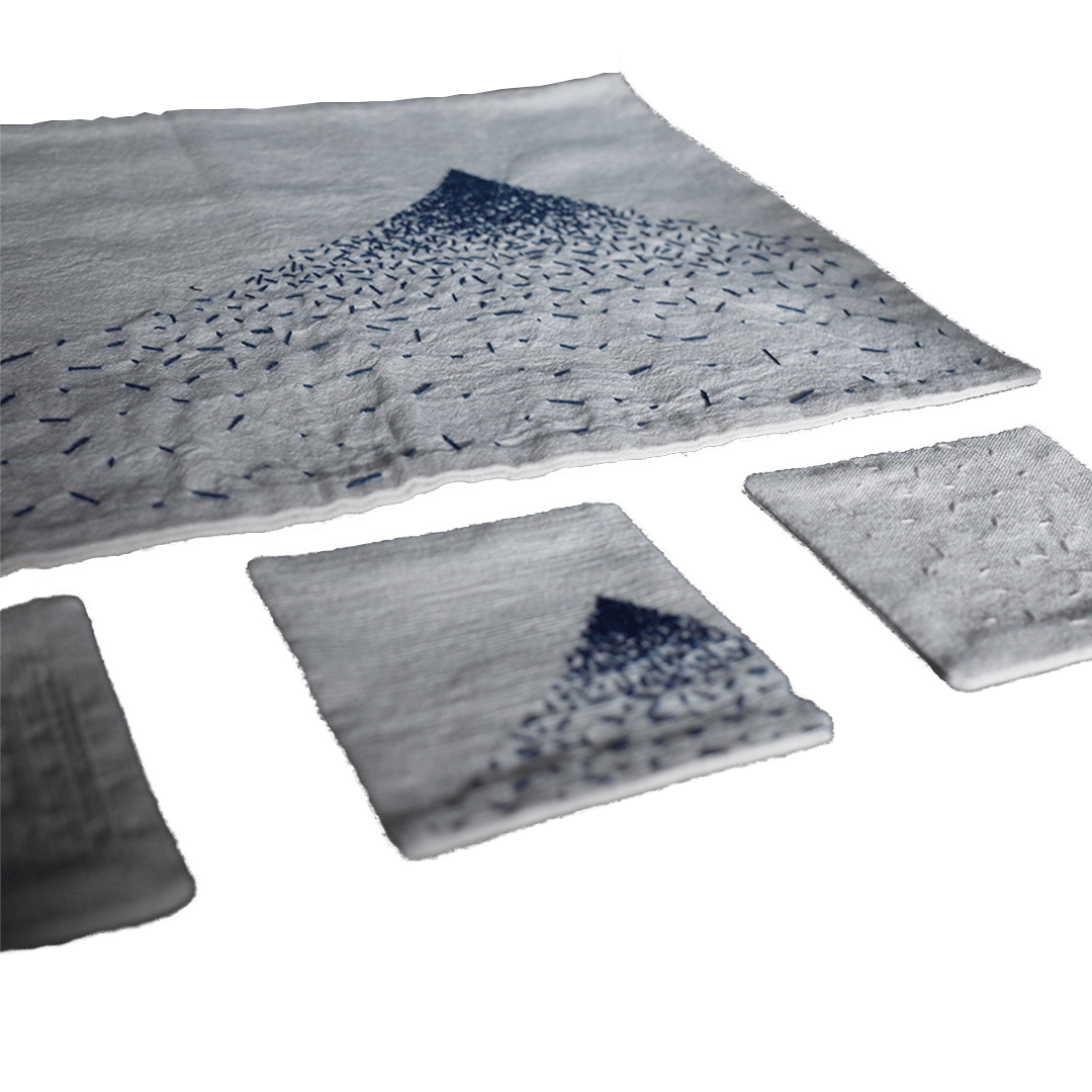 HANDMADE SASHIKO SADO PLACEMAT & COASTERS SET (DR0088) - Nttitudoo MFG