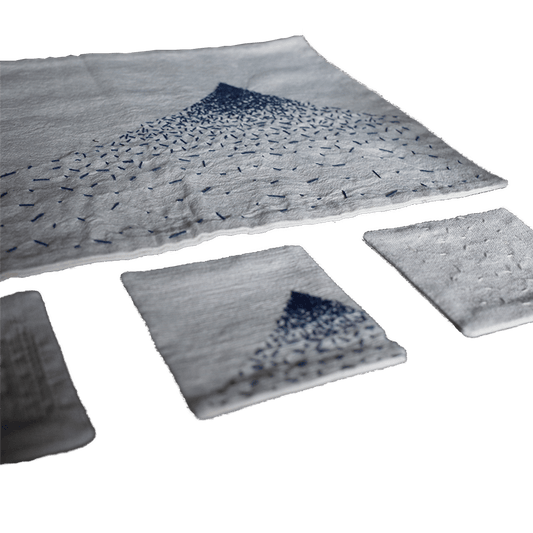 HANDMADE SASHIKO SADO PLACEMAT & COASTERS SET (DR0088) - Nttitudoo MFG