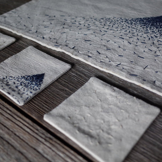 HANDMADE SASHIKO SADO PLACEMAT & COASTERS SET (DR0088) - Nttitudoo MFG