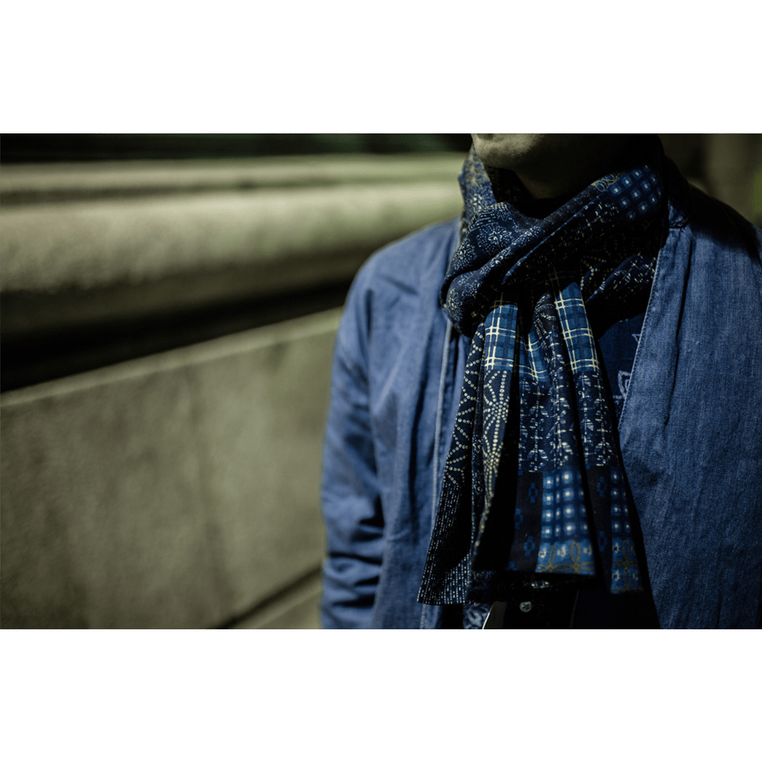 INDIGO - DYED BORO PRINT SCARF (BB0004) - Nttitudoo MFG