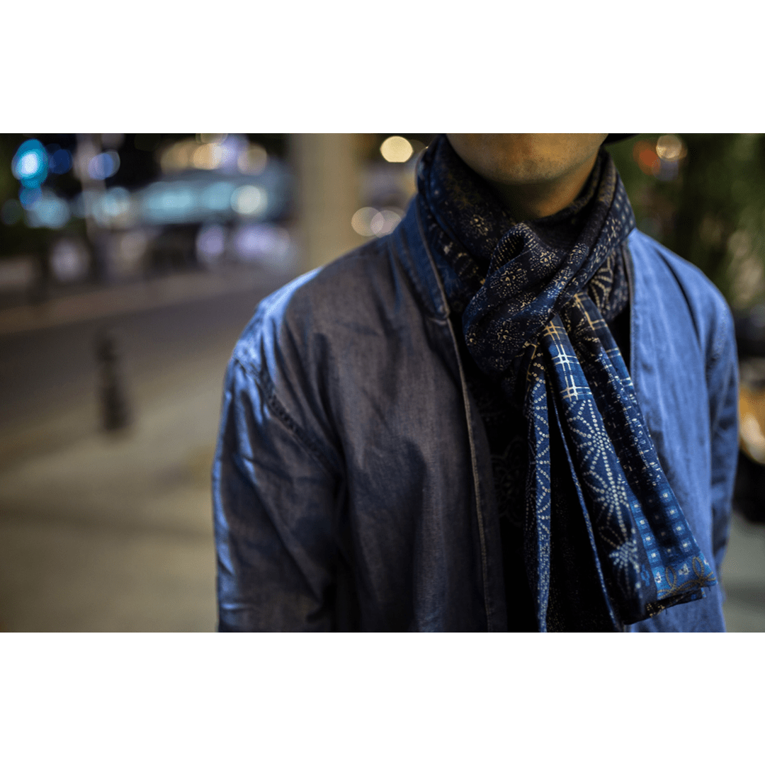 INDIGO - DYED BORO PRINT SCARF (BB0004) - Nttitudoo MFG